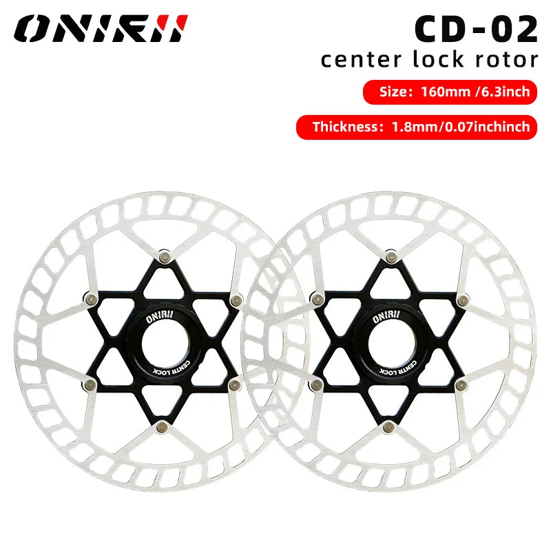 ONIRII Bike Rotor160mm Centerlock 6 Bolt Disc Brake Rotor Heat Dissipation for Road , MTB XC / Folding / Touring Bicycle NEW