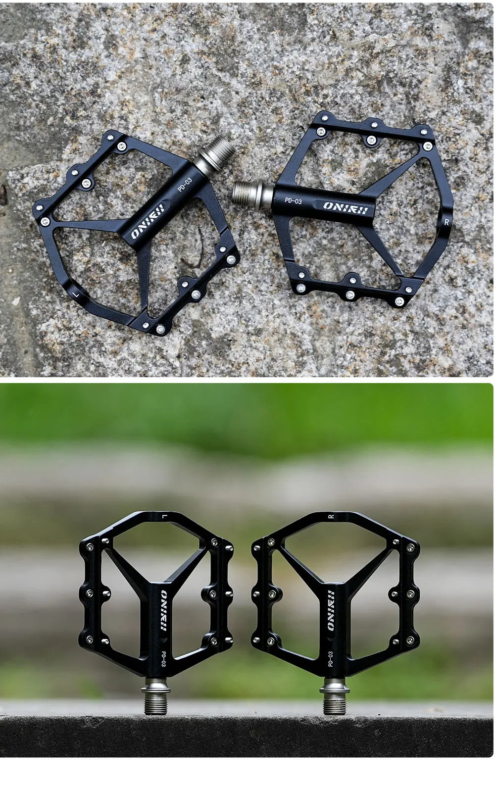 ONIRII MTB Flat Pedal with Fitting Tool Anti-slip Nails Aluminum Bearing for XC Mountain/ Folding/Road /Fixed Gear Bike NEW