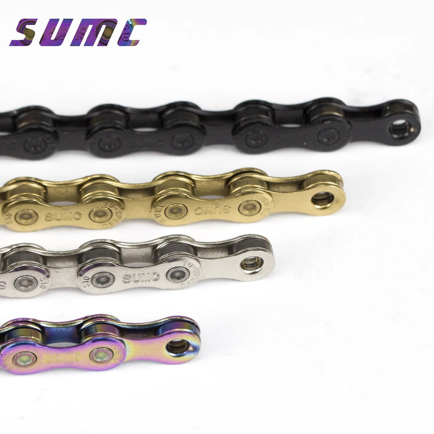 SUMC Bike Chain 9 10 1112 Speed 116/126 Links Gold, Silver, Rainbow,Black for Road /Gravel/Mountain Bicycle MTB NEW