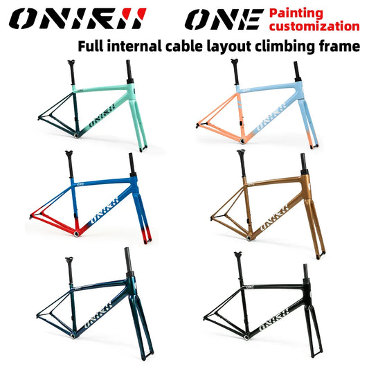 ONIRII Ultralight Carbon Climbing Frame Full Internal Cable Layout with Carbon Integrated Handlebar and Fork 700C 680g/1.49 lb