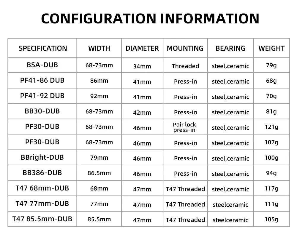 ONIRII DUB Bike Bottom Bracket 28.99 Ceramic Bearing BSA T47 86-92 BB30 Threaded Press Fit Lock BB for MTB Road Bicycle Part NEW