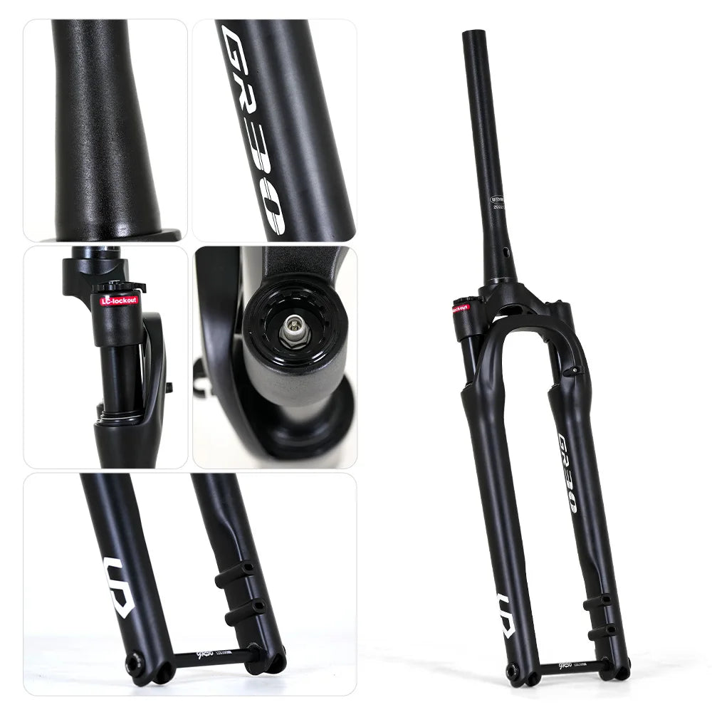 Bike Fork with Thru Axle Rod 12x100mm Travel 30-40mm 700C Wheel Hidden Internal Cable Routing Front Forks  for Gravel Bike Frame