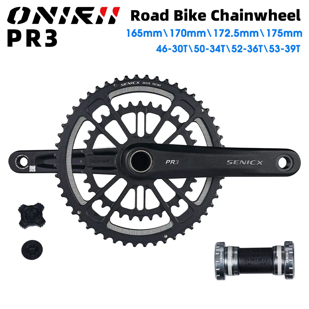 ONIRII Road Crank 175/170/165mm Chain Wheel Protector with 46-30T 50-34T 52-36T 53-39T Chainring for 10 11 12 Speed Bikes NEW