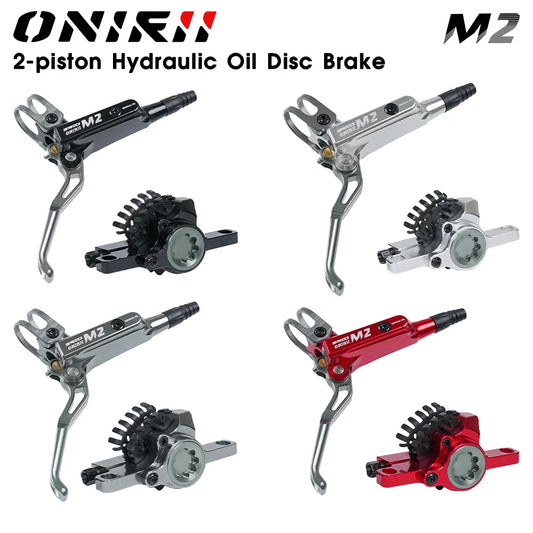 ONIRII M2 MTB Hydraulic Brake 2 Pistons, Disc Brake Set with Brake Lever Calipers Front and Rear for Mountain Hill Climbing Blke