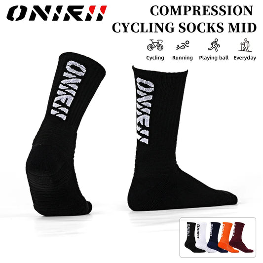 ONIRII Cycling Socks Unisex Compression Sweat-absorbent Non-slip Breathable Wearable Camping Hiking Running Fitness Sports Socks