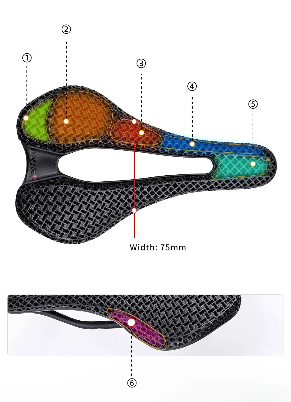 2024 ONIRII 3D Printed Bike Saddle Carbon Hollow Seat 6 Partition Comfortable Breathable Cycling Seat for Road MTB Bicycle NEW