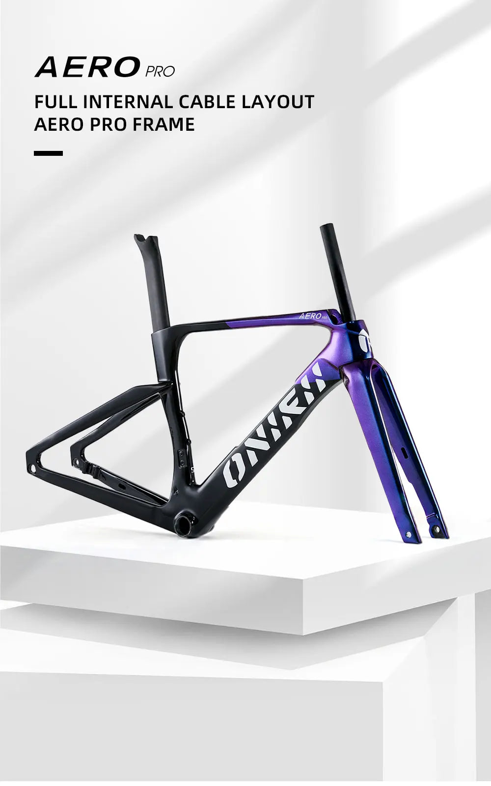 2024 ONIRII Aerodynamic Carbon Bike Frame with Integrated Handlebar Thru Axle, Front Fork, Headset, Seat Post for Road Bicycle