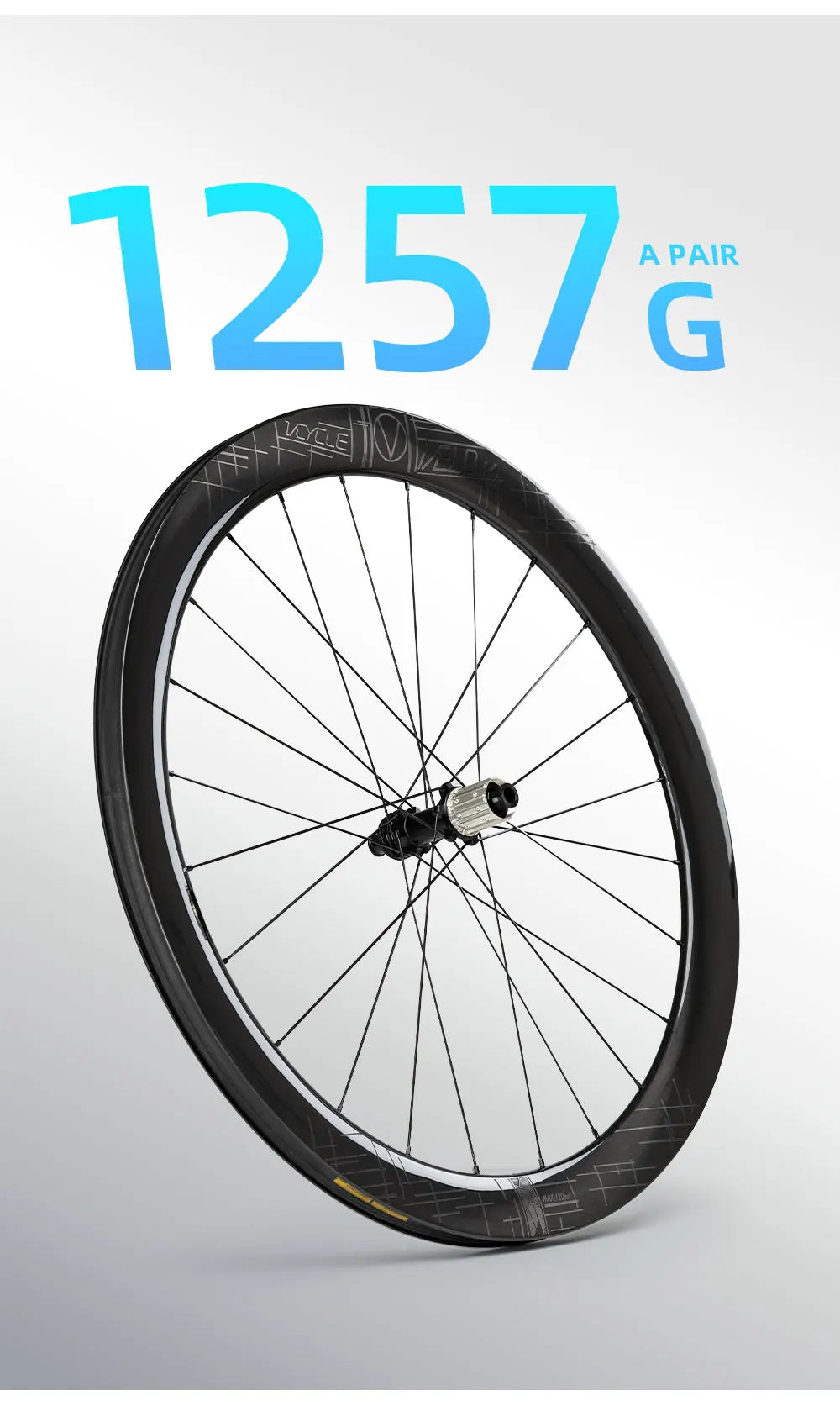 2024 ONIRII VCYCLE Road Carbon Wheels 50 High Rim Steel Spoke Fat Rim 24 Hole Ultra Light With Hooked Edge HG for Road Bicycle