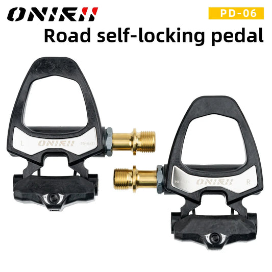 ONIRII PD-06 Road Bike Carbon Lock Pedals Bicycle SPD Self-Locking Steel/Titanium 6 Degree Pedal with Locking Plate for Road NEW