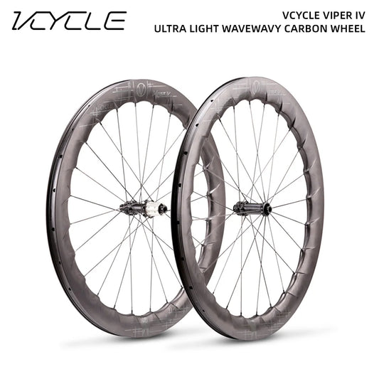 VCYCLE VIPER IV Wave Carbon Wheels Road Bike 700C Ultra-light Wheel Tubeless Ready 58mm Rim 24 Holes HG for Cycling Road Bicycle