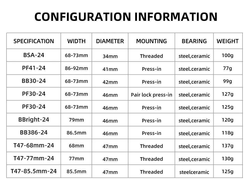 ONIRII Ceramic Bike Bottom Bracket 24mm BSA 86-92 BB30 T47 Threaded Press-in Lock Steel Bearing BB for MTB Road Bicycle Part NEW