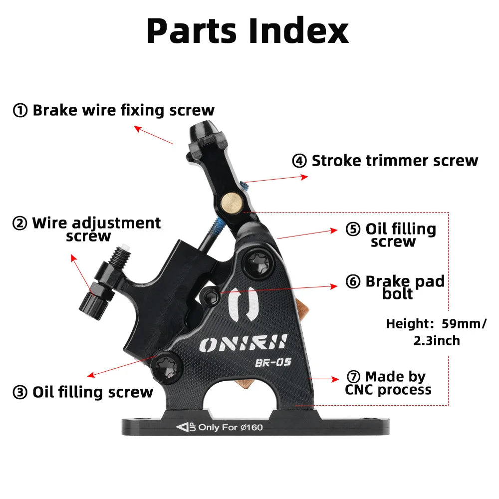 ONIRII Wire Pulling Hydraulic Disc Brake Calipers Flat Mount Oil Disc Brake for Road Bike Gravel Bicycle New