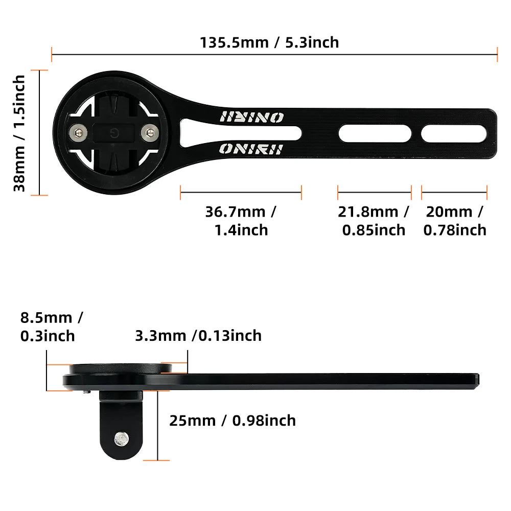 ONIRII Bike GPS Holder Suits GARMIN BRYTON WAHOO CATEYE Computer Mount Stand Extension Lamp Bracket for Road/MTB/Gravel Bicycle